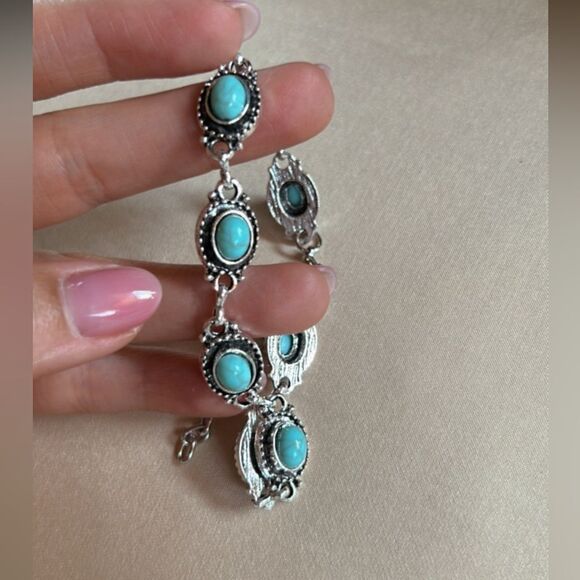 silver boho anklet A583 - Picture 3 of 3